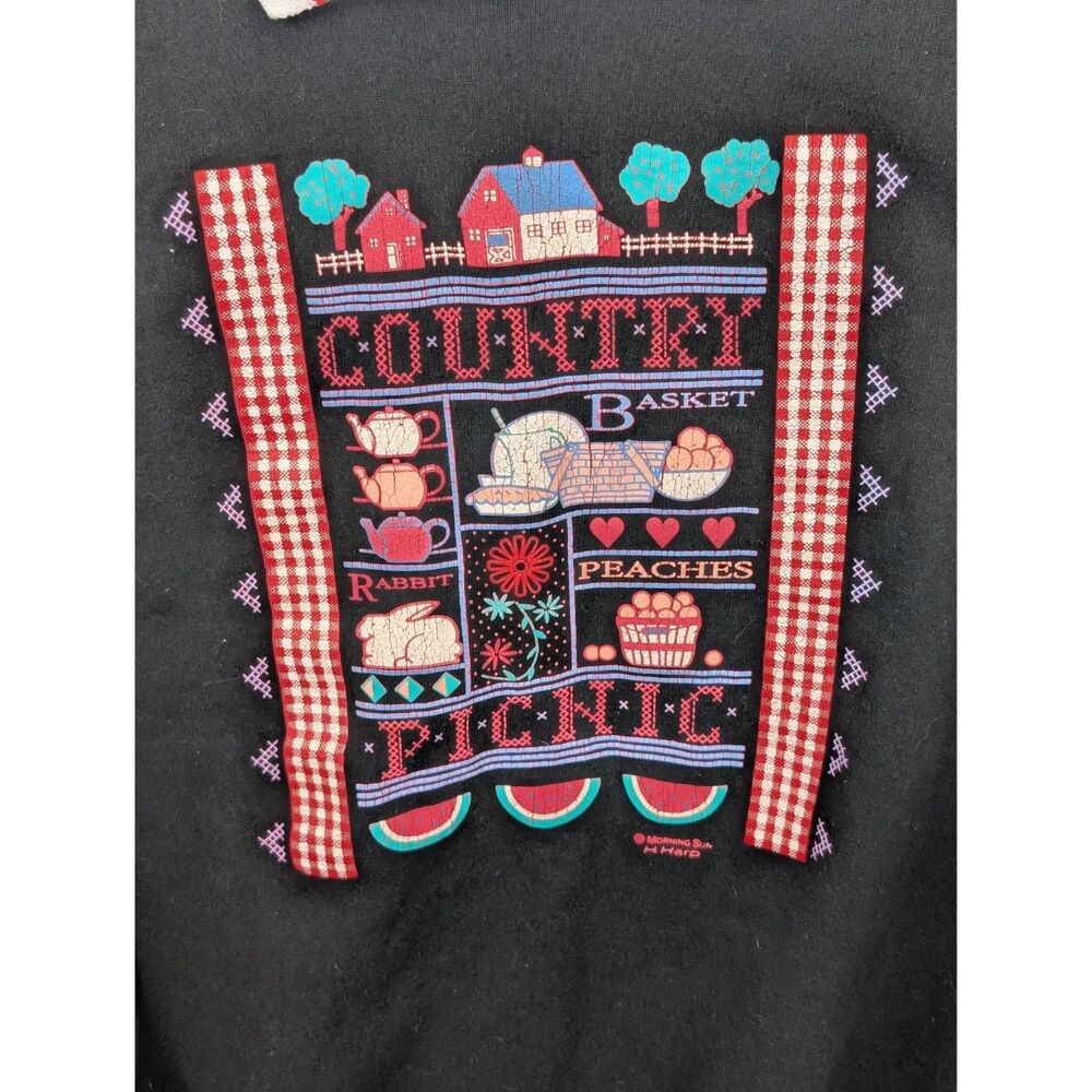 Vintage Morning Sun Country Picnic Collard Sweater Women's Size Large - Picture 4 of 9